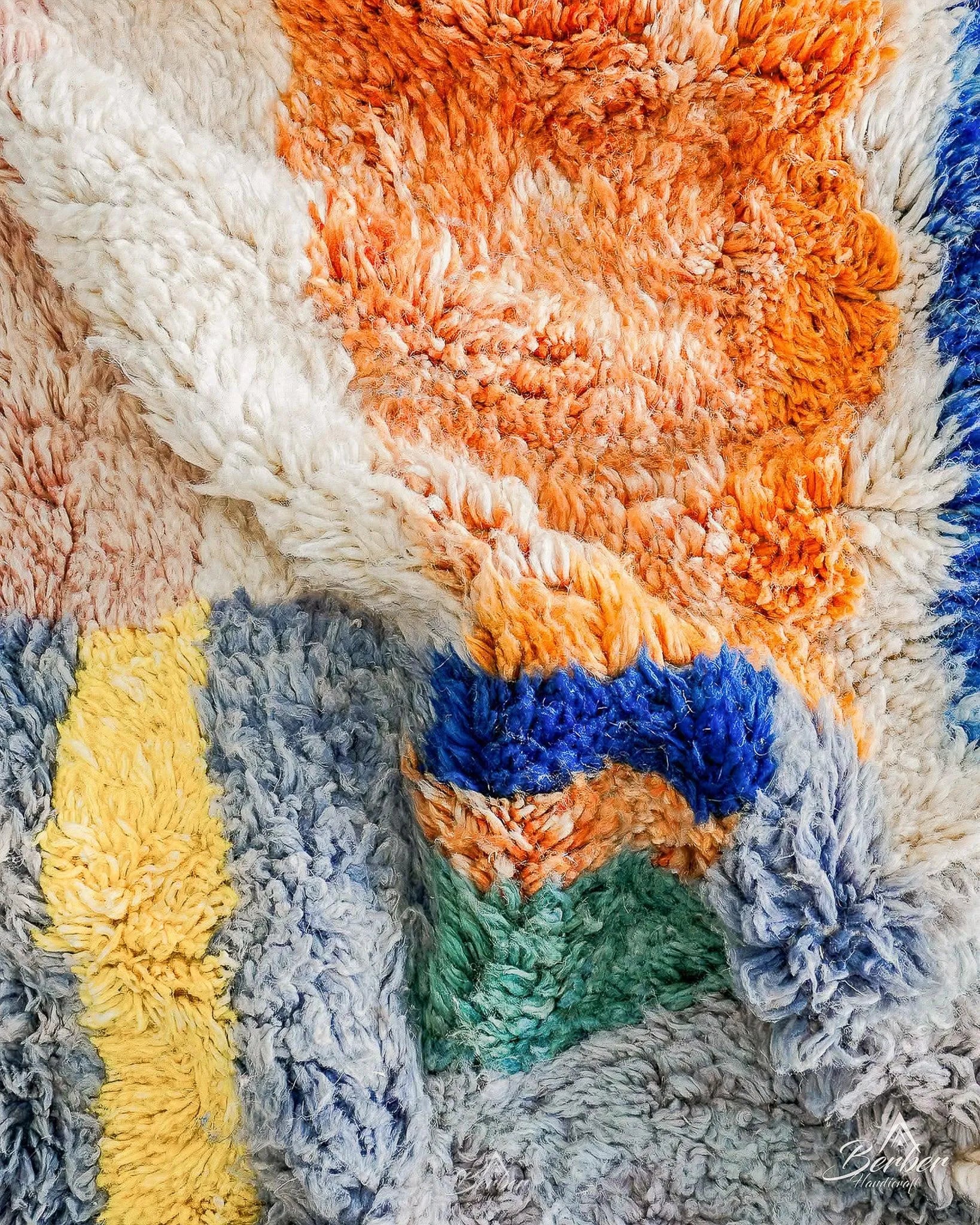 Abstract Wool Rug 3 X 5 Ft | 90 X 150 Cm / With Tassels / Short (0.4” / 1 cm)