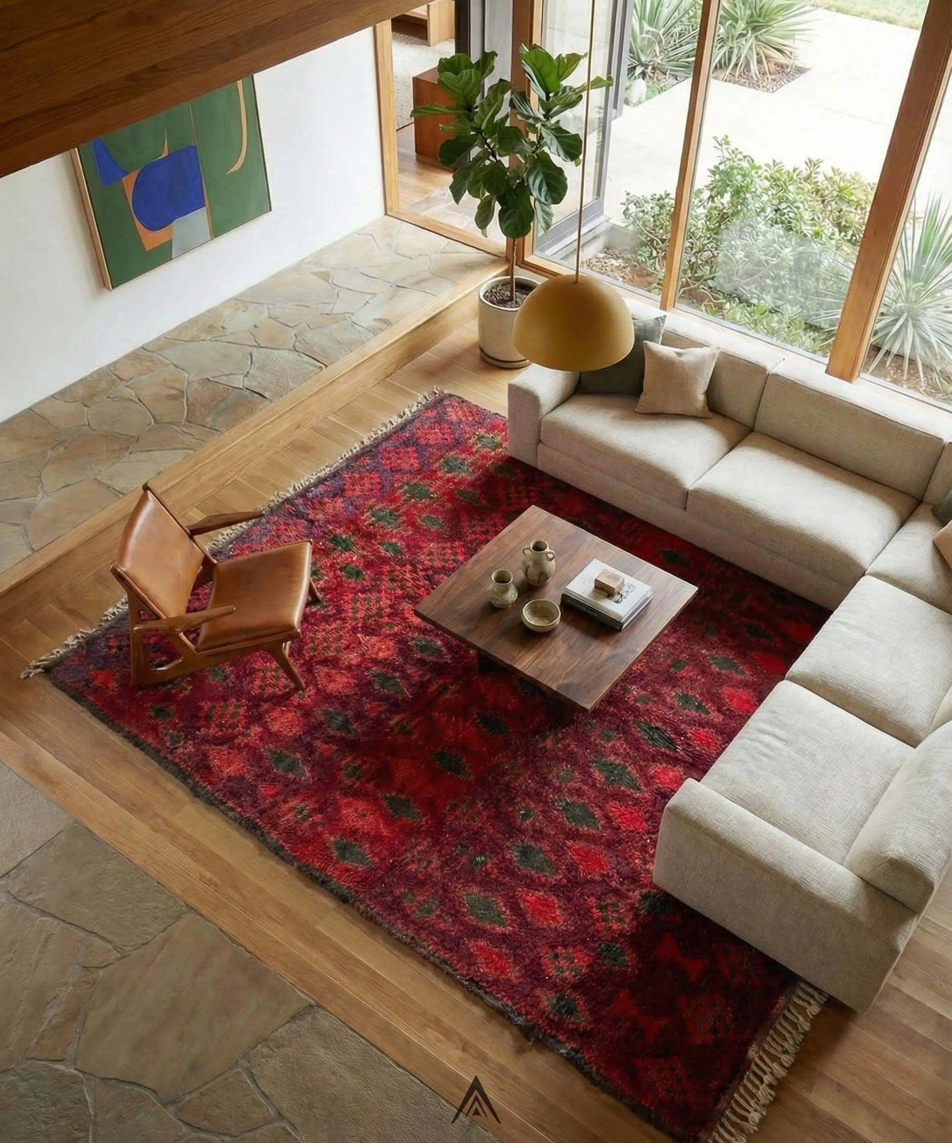 Antique Area Rug 6.6x9 ft — 200x277 cm-Berber Handicraft