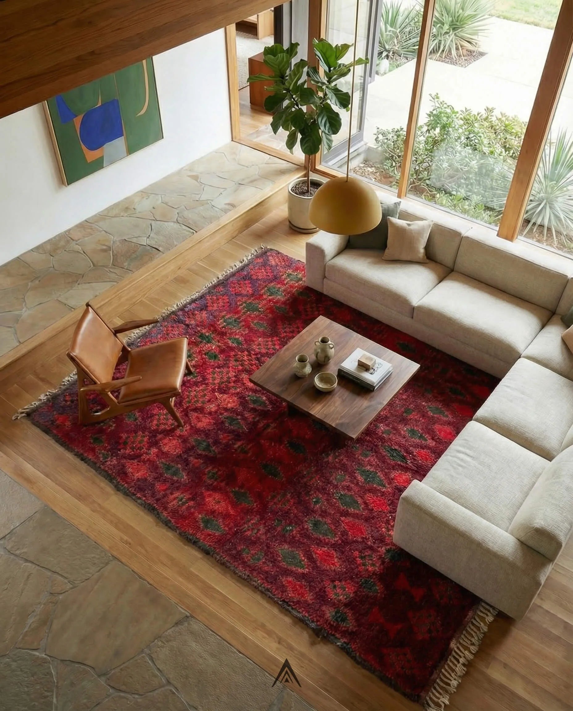 Antique Area Rug 6.6x9 ft — 200x277 cm-Berber Handicraft