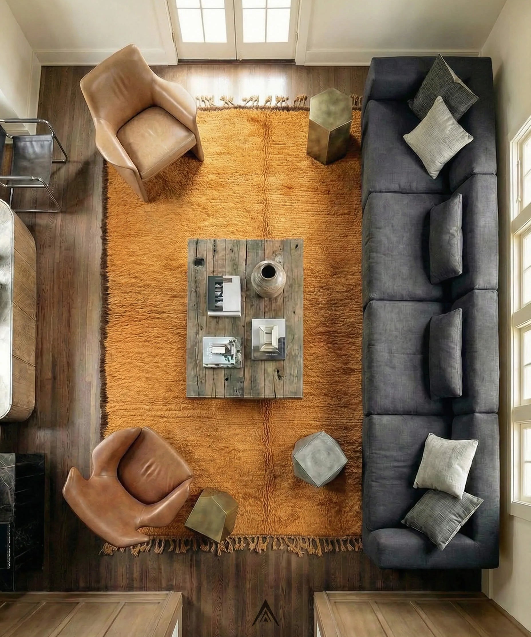 Antique Beni Ourain Rug 5.3x6.6 ft — 163x202 cm-Berber Handicraft