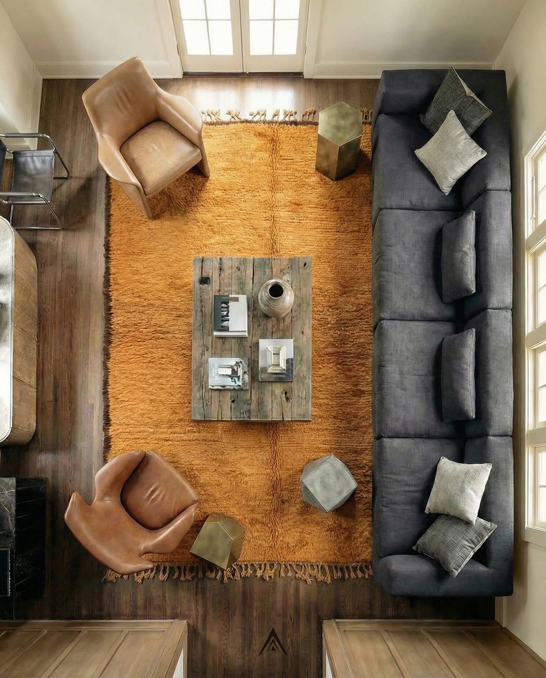 Antique Beni Ourain Rug 5.3x6.6 ft — 163x202 cm-Berber Handicraft