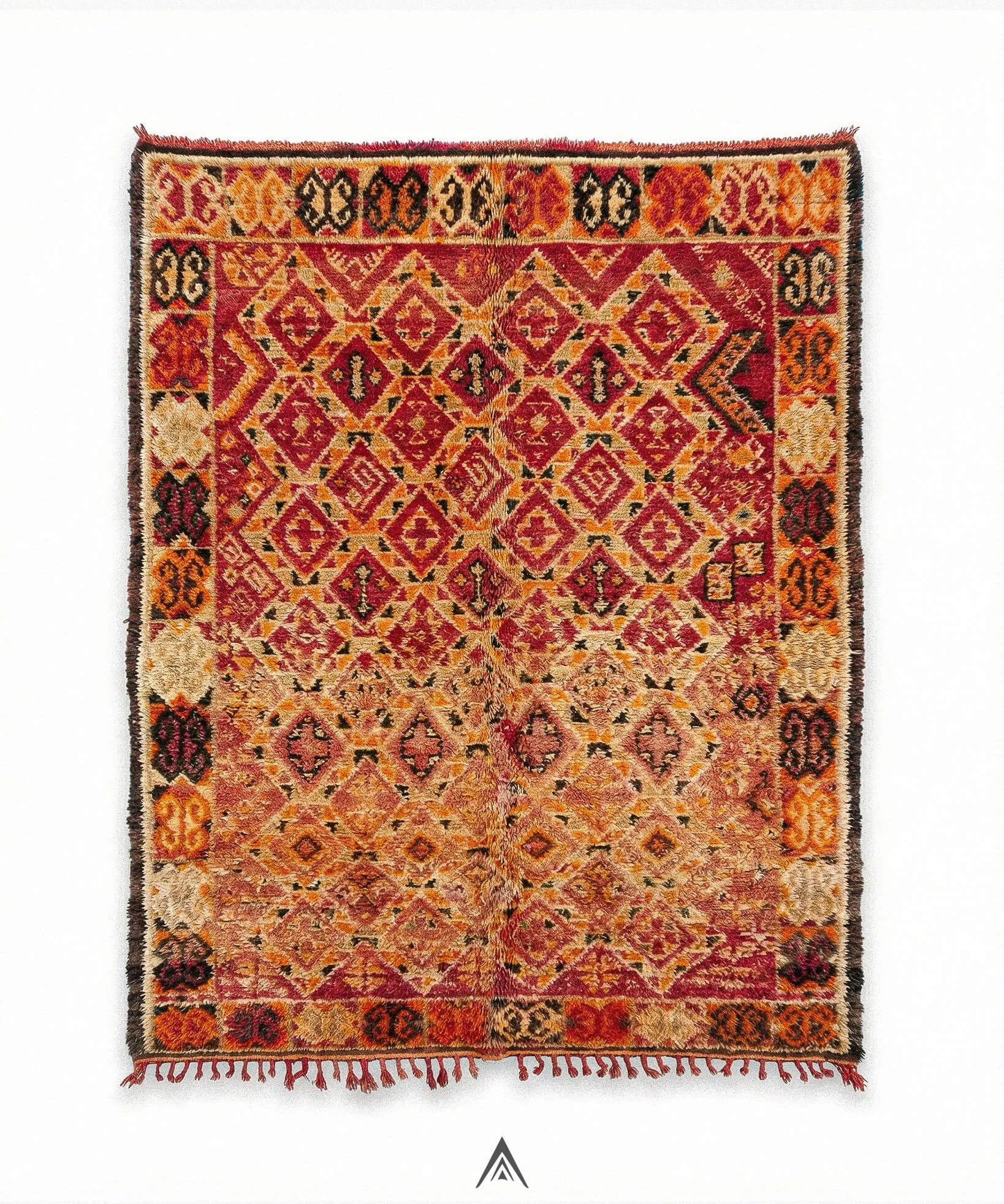 Antique Distressed Rug 6.7x9 ft — 205x280 cm-Berber Handicraft