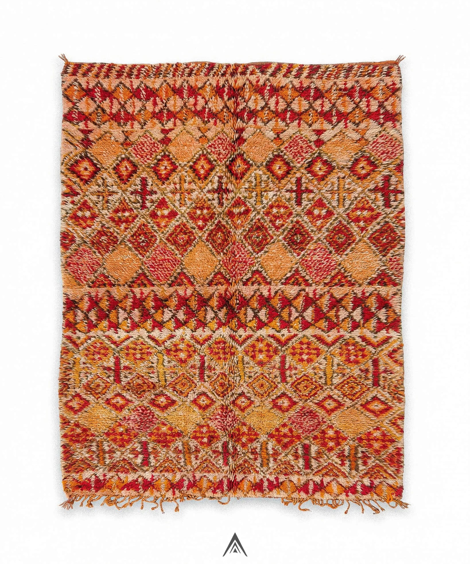 Antique Geometric Carpet 6.5x12.8 ft — 200x390 cm-Berber Handicraft
