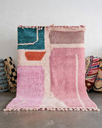 Artistic Berber Rug 3 X 5 Ft | 90 X 150 Cm / With Tassels / Short (0.4” / 1 cm)