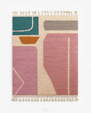 Artistic Berber Rug 3 X 5 Ft | 90 X 150 Cm / With Tassels / Short (0.4” / 1 cm)