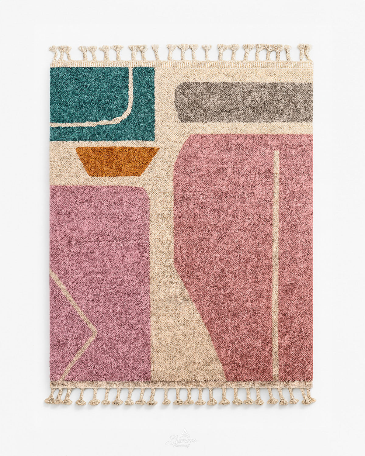 Artistic Berber Rug 3 X 5 Ft | 90 X 150 Cm / With Tassels / Short (0.4” / 1 cm)