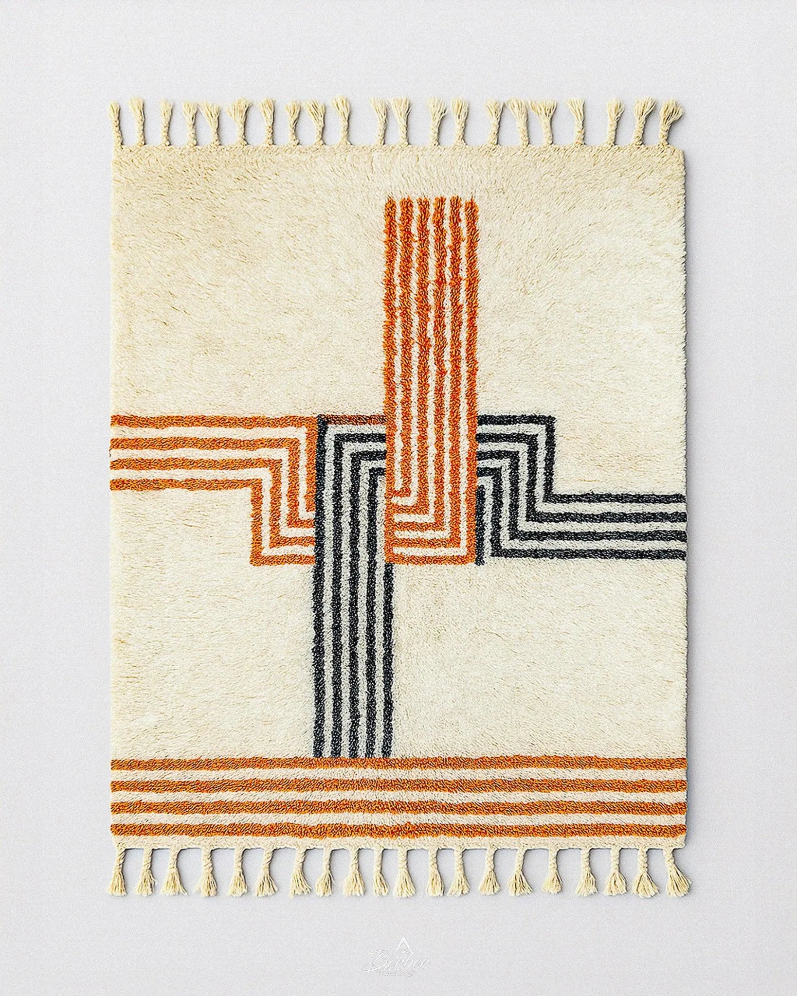 Authentic Boho Rug 3 X 5 Ft | 90 X 150 Cm / With Tassels / Short (0.4” / 1 cm)