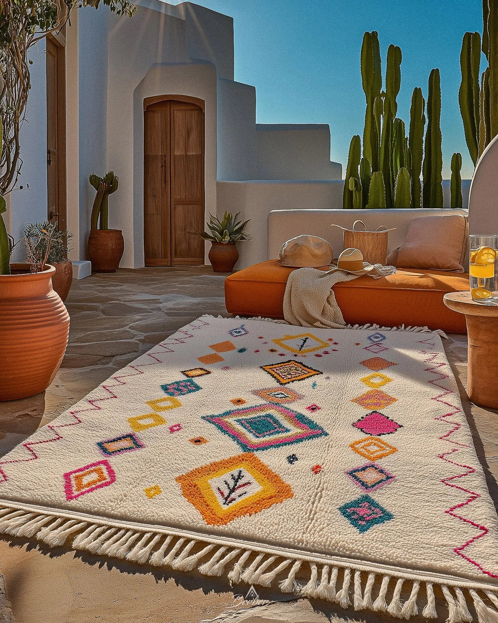 Azilal Rug 3 X 5 Ft | 90 X 150 Cm / With Tassels / Short (0.4” / 1 cm)