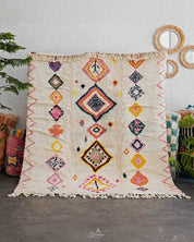 Azilal Rug 3 X 5 Ft | 90 X 150 Cm / With Tassels / Short (0.4” / 1 cm)