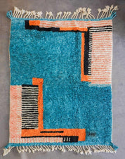 Blue Orange Mrirt rug-Berber Handicraft