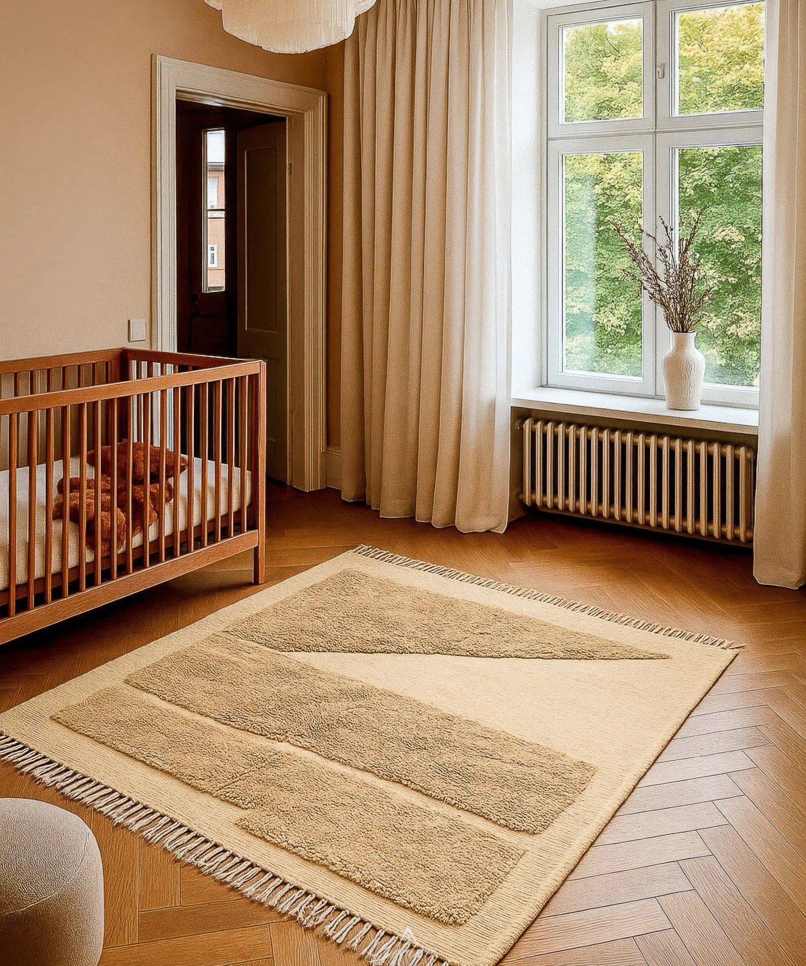 Beige Beni Ourain Rug-Berber Handicraft