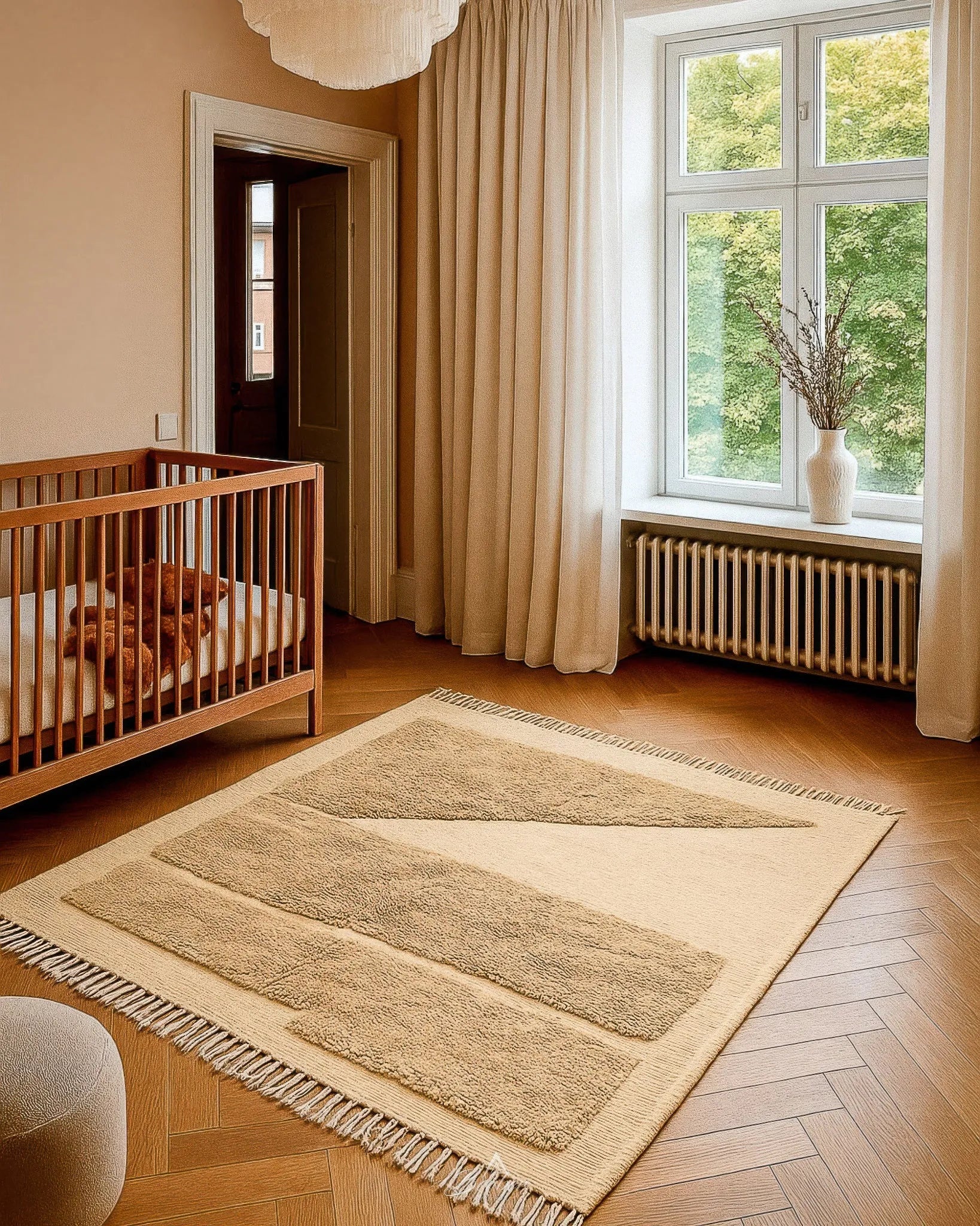 Beige Beni Ourain Rug-Berber Handicraft