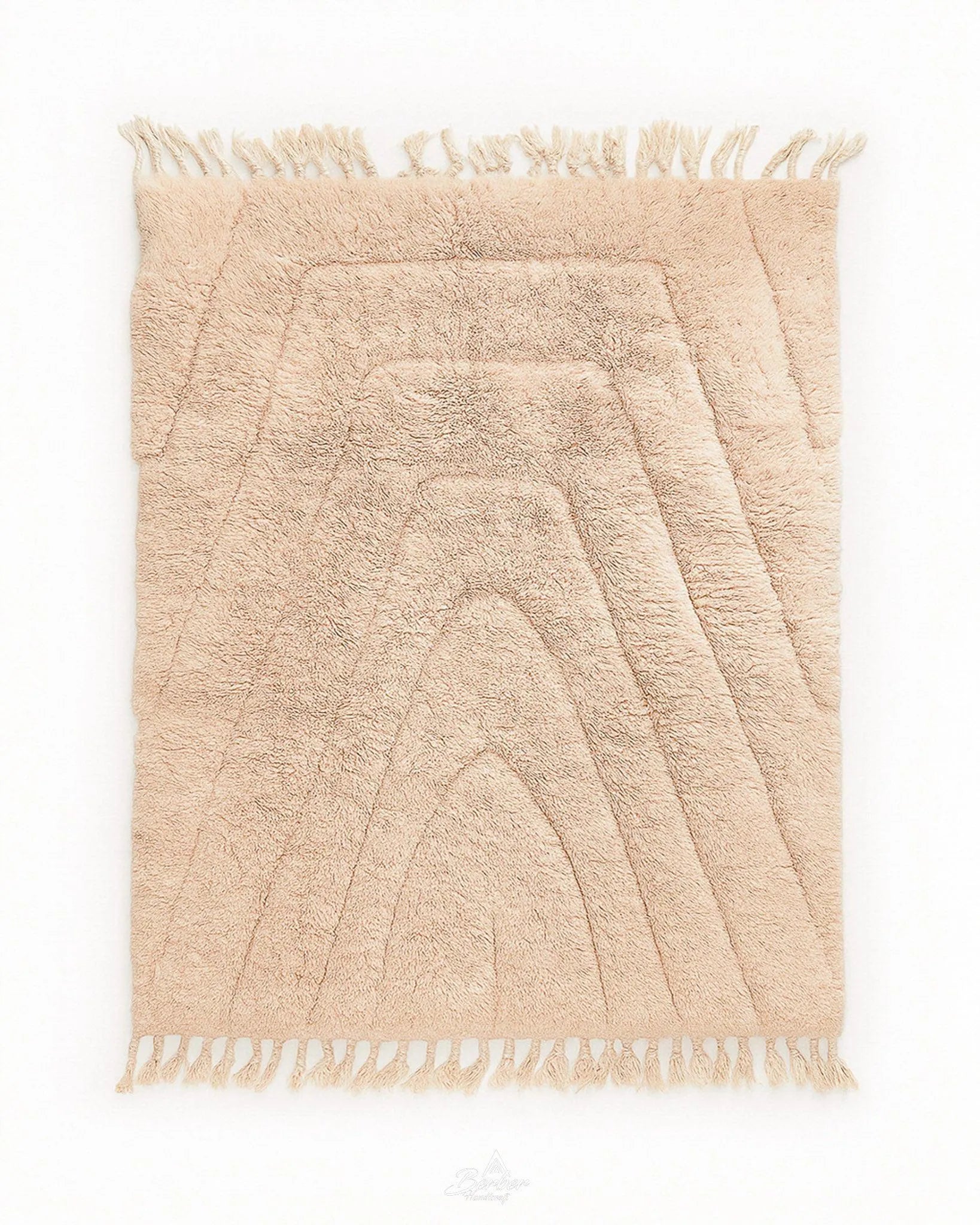 Beige Beni Rug 3 X 5 Ft | 90 X 150 Cm / With Tassels / Short (0.4” / 1 cm)