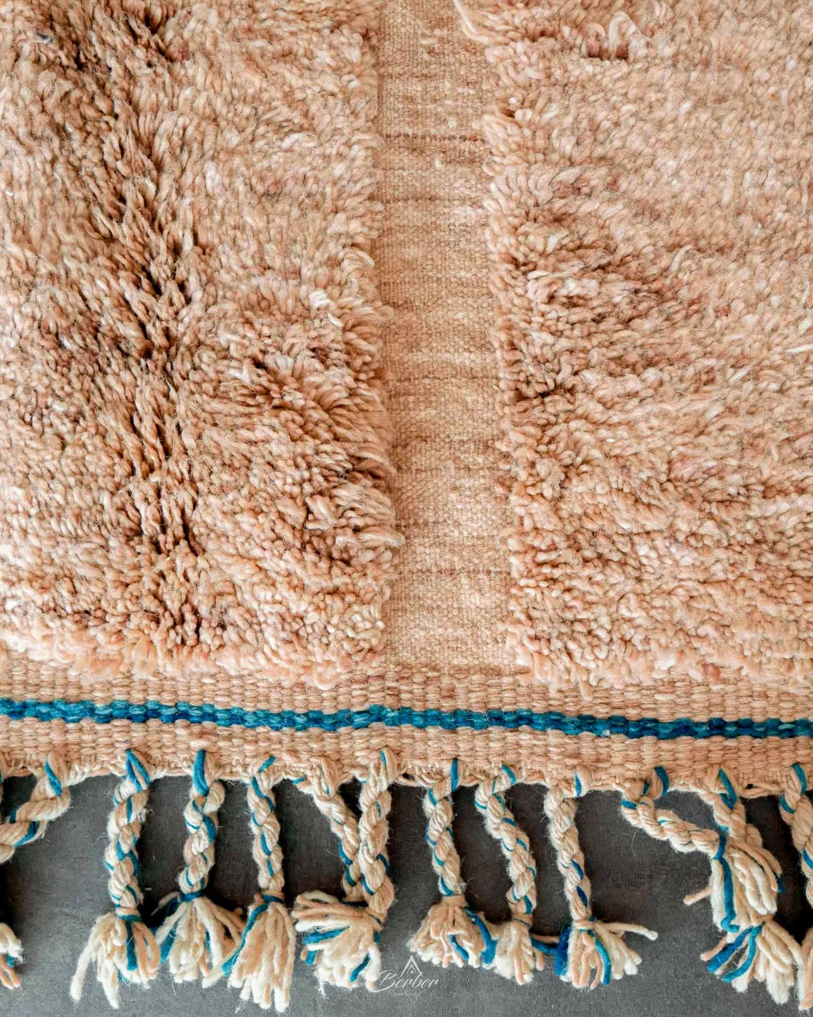 Beige Moroccan Rug 3 X 5 Ft | 90 X 150 Cm / With Tassels / Short (0.4” / 1 cm)