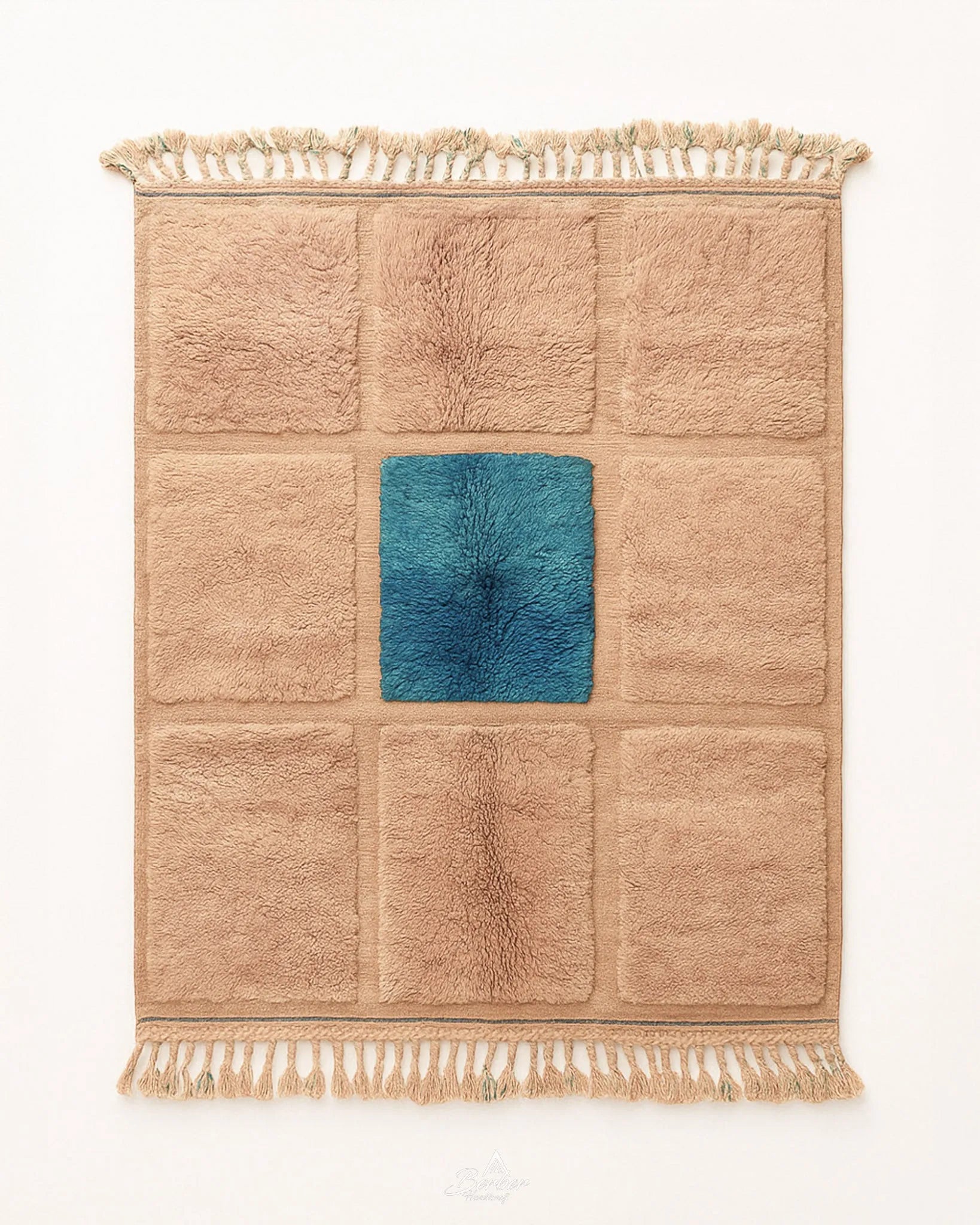 Beige Moroccan Rug 3 X 5 Ft | 90 X 150 Cm / With Tassels / Short (0.4” / 1 cm)
