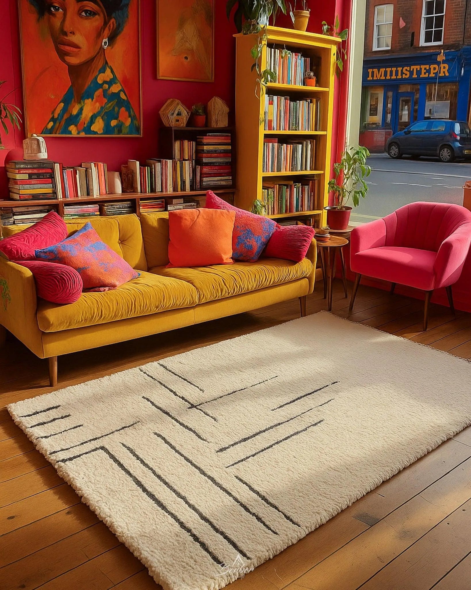 Beige Moroccan Wool Rug 3 X 5 Ft | 90 X 150 Cm / With Tassels / Short (0.4” / 1 cm)