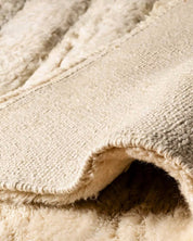 Beige Moroccan Wool Rug 3 X 5 Ft | 90 X 150 Cm / With Tassels / Short (0.4” / 1 cm)