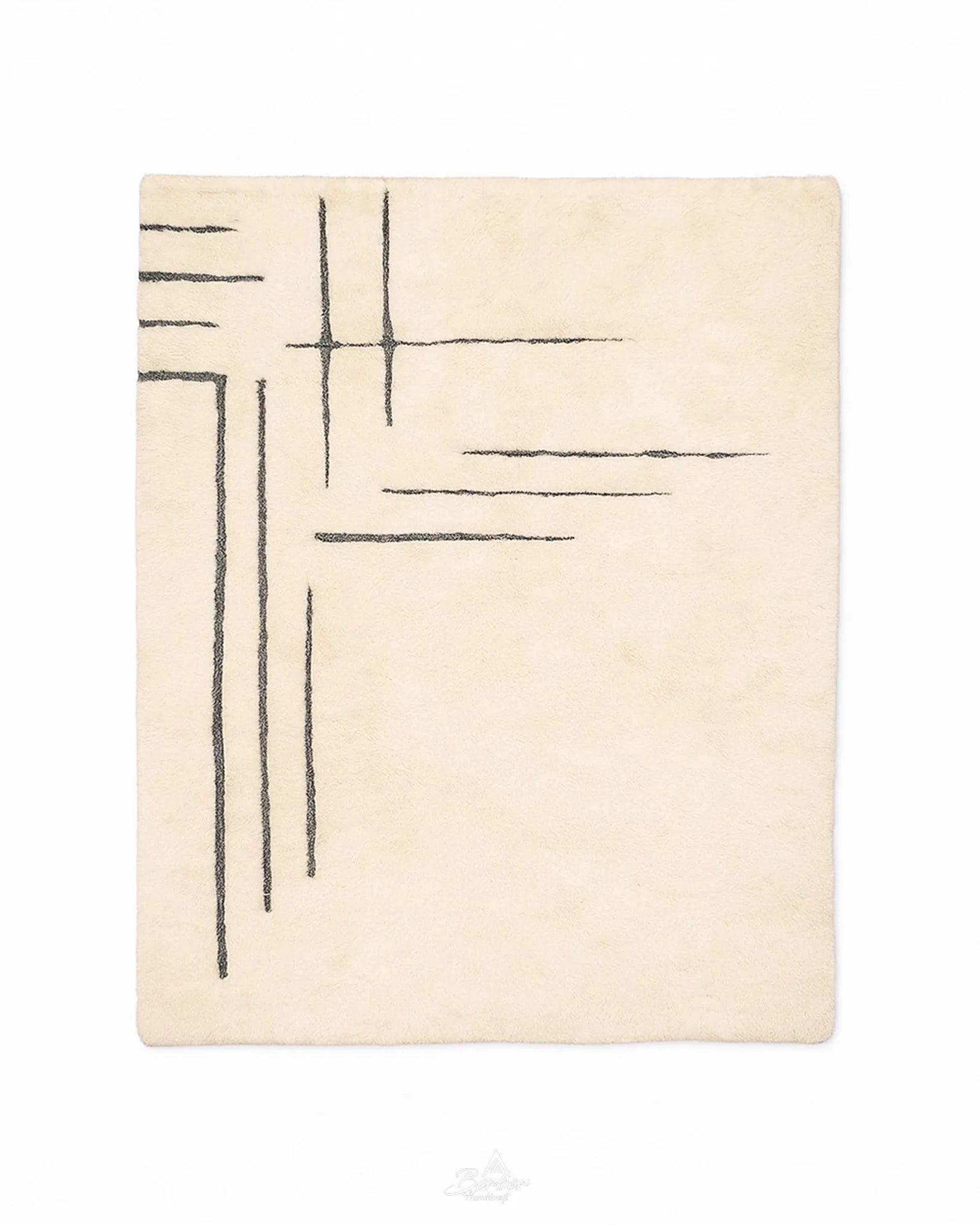 Beige Moroccan Wool Rug 3 X 5 Ft | 90 X 150 Cm / With Tassels / Short (0.4” / 1 cm)
