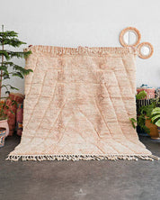 Beige Beni Rug 3 X 5 Ft | 90 X 150 Cm / With Tassels / Short (0.4” / 1 cm)