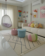 Fluffy Moroccan carpet 3 X 5 Ft | 90 X 150 Cm / With Tassels / Short (0.4” / 1 cm)