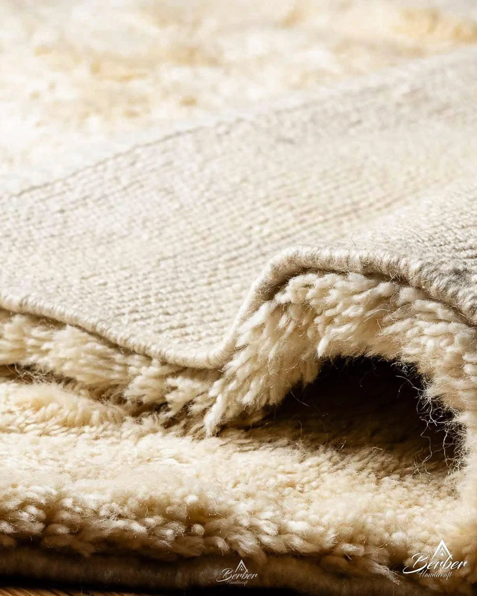 Beni Ourain Moroccan Carpet 3 X 5 Ft | 90 X 150 Cm / With Tassels / Short (0.4” / 1 cm)