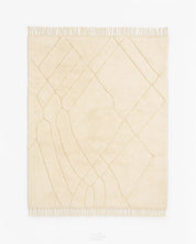 Beni Ourain Moroccan Carpet 3 X 5 Ft | 90 X 150 Cm / With Tassels / Short (0.4” / 1 cm)