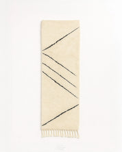 Beni Ourain Rug Runner 2 X 6 Ft | 60 X 180 Cm / With Tassels / Short (0.4” / 1 cm)