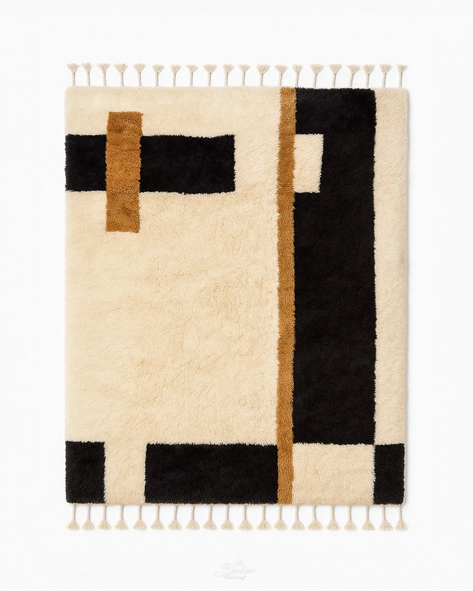 Beni Ourain Shag Rug 3 X 5 Ft | 90 X 150 Cm / With Tassels / Short (0.4” / 1 cm)