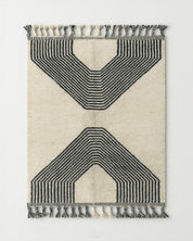 Beni Ourain Wool Rug 3 X 5 Ft | 90 X 150 Cm / With Tassels / Short (0.4” / 1 cm)
