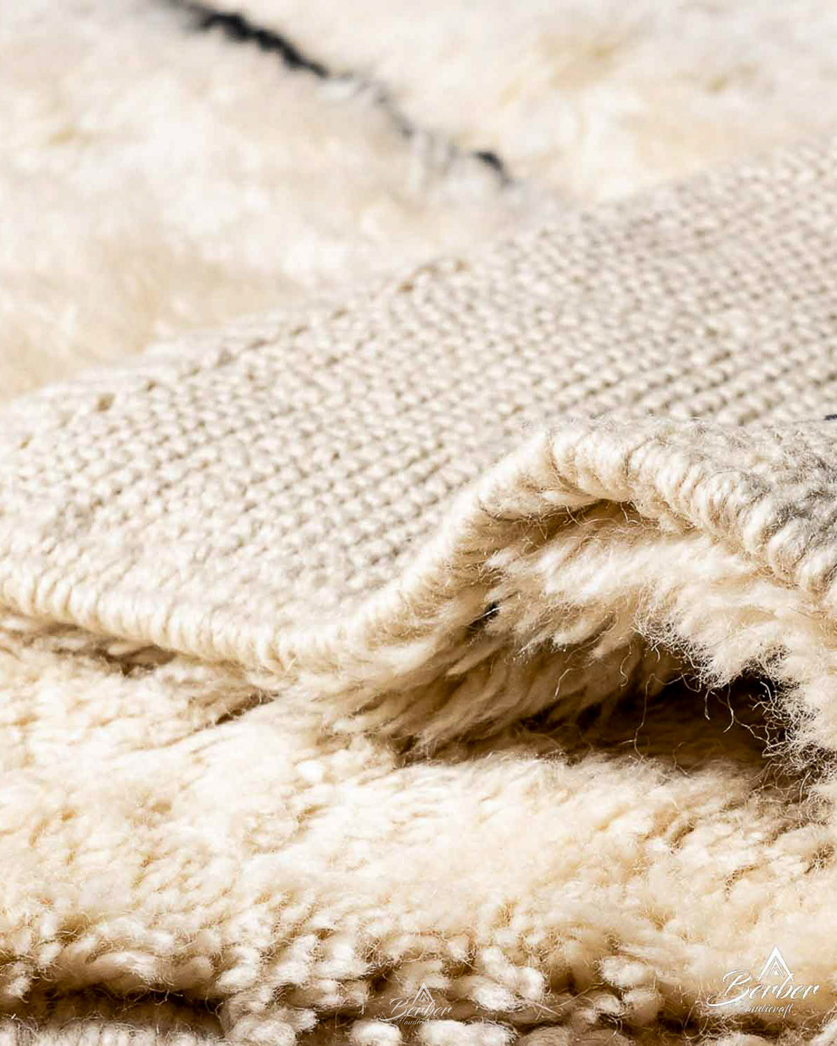 Beni Ourain Rug Runner 2 X 6 Ft | 60 X 180 Cm / With Tassels / Short (0.4” / 1 cm)