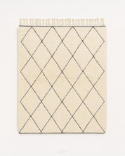 Handknotted Beni Ourain Rug 3 X 5 Ft | 90 X 150 Cm / With Tassels / Short (0.4” / 1 cm)