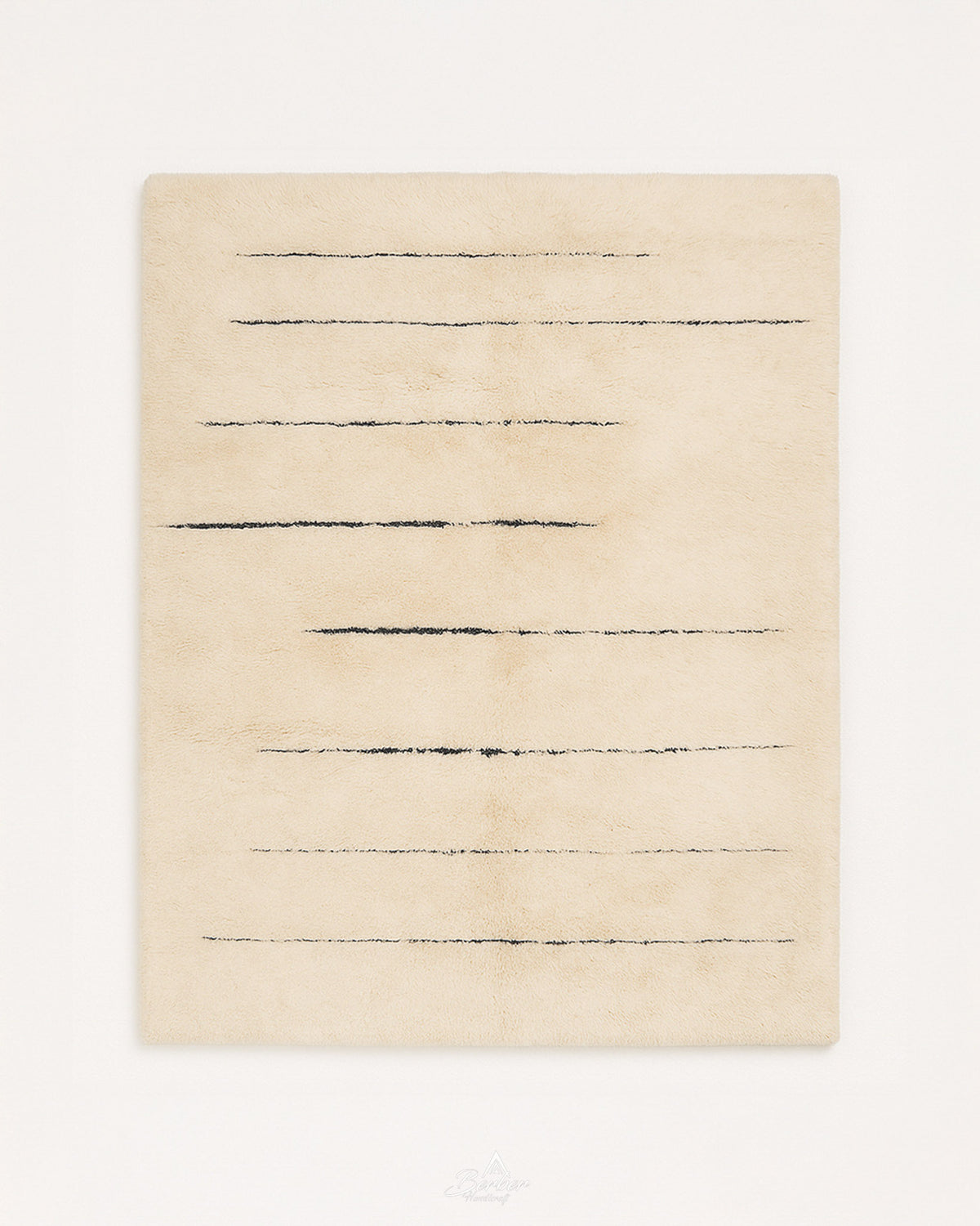 Wool Beni Ourain Rug 3 X 5 Ft | 90 X 150 Cm / With Tassels / Short (0.4” / 1 cm)