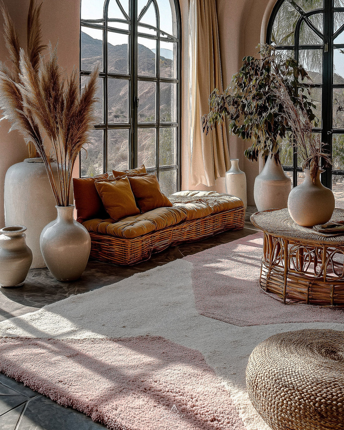 Decorative Beni Rug 3 X 5 Ft | 90 X 150 Cm / With Tassels / Short (0.4” / 1 cm)