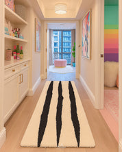 Minimalist Moroccan Runner Rug 2 X 6 Ft | 60 X 180 Cm / With Tassels / Short (0.4” / 1 cm)