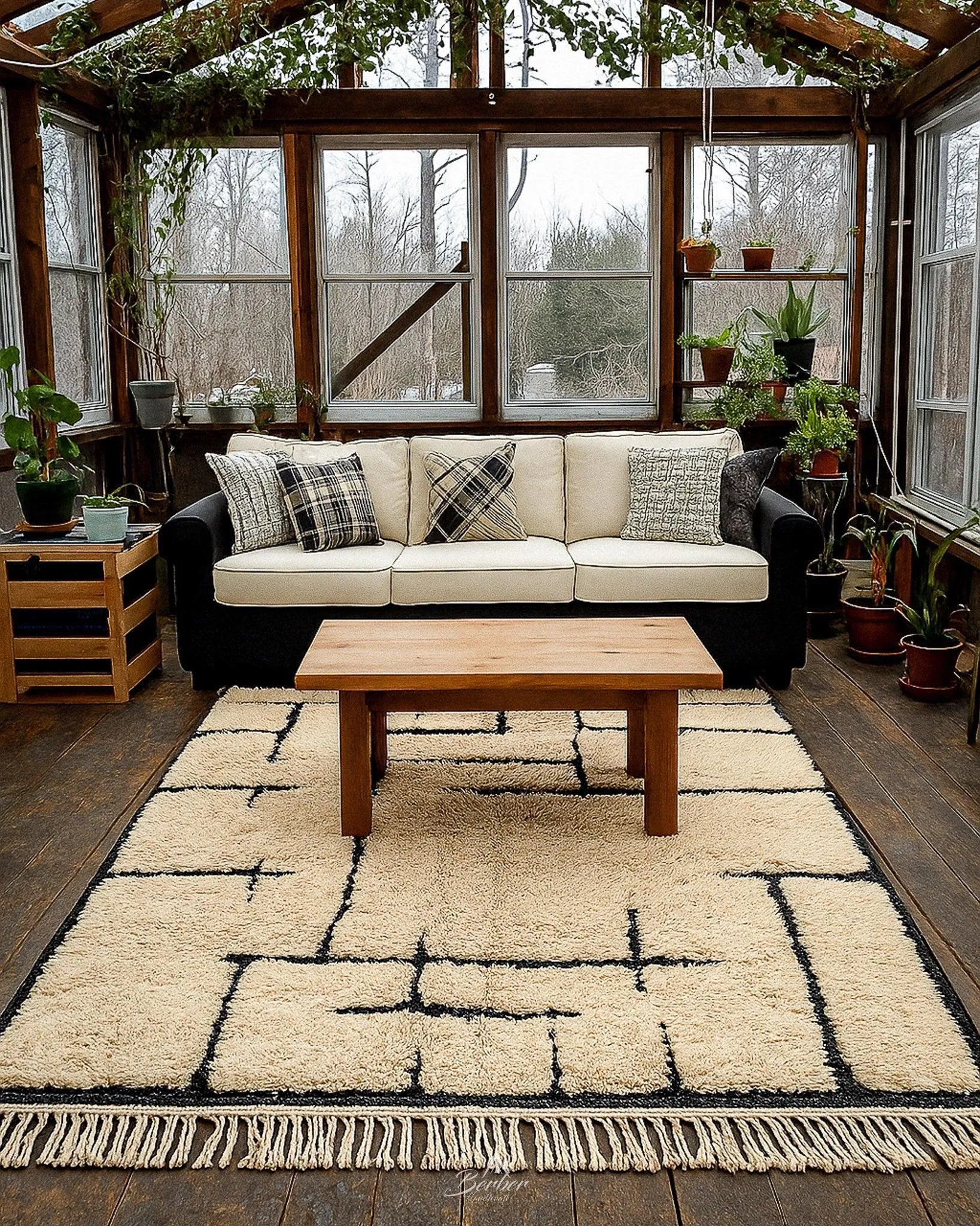 Berber Decorative Rug 3 X 5 Ft | 90 X 150 Cm / With Tassels / Short (0.4” / 1 cm)