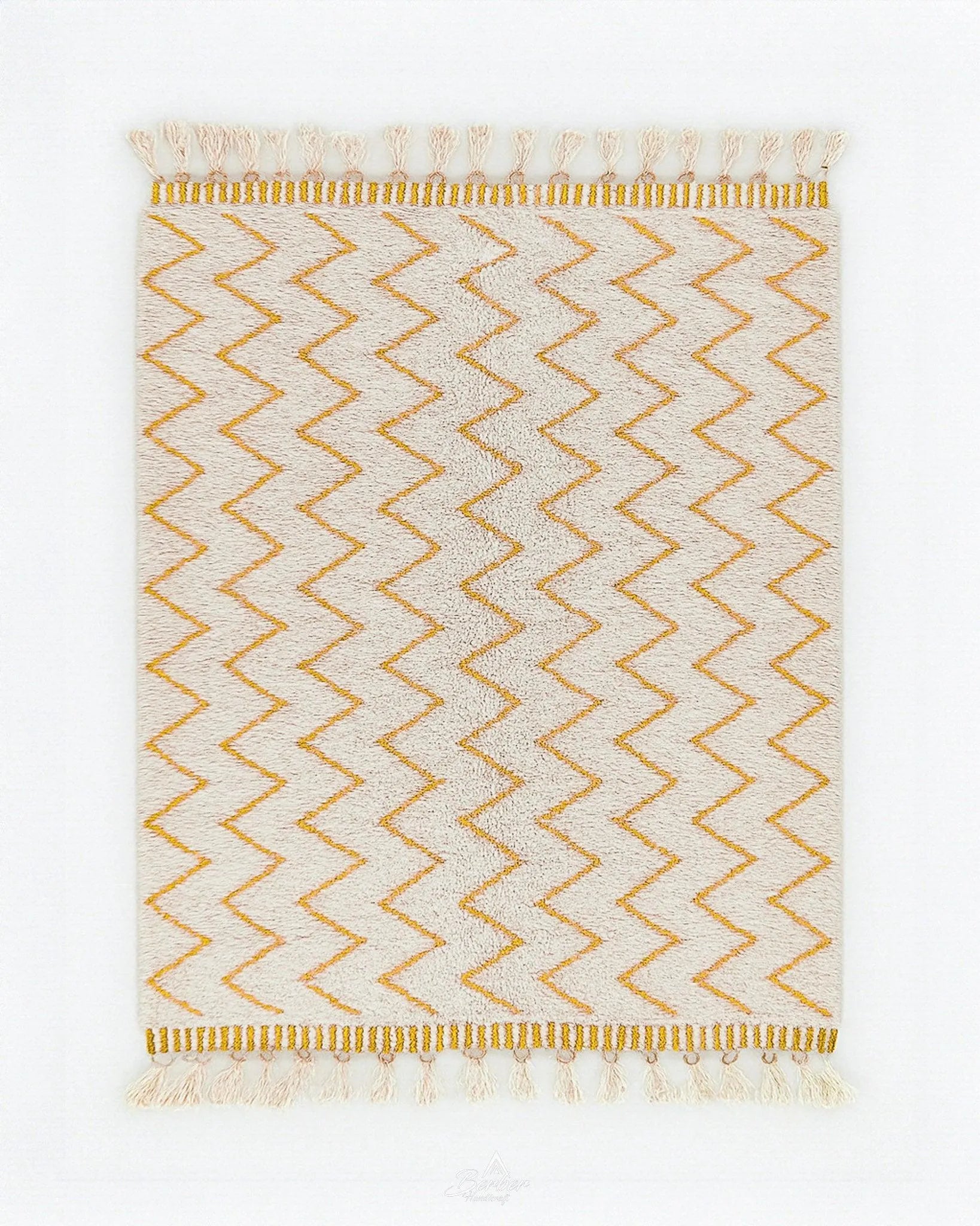 Berber Minimalist Rug 3 X 5 Ft | 90 X 150 Cm / With Tassels / Short (0.4” / 1 cm)