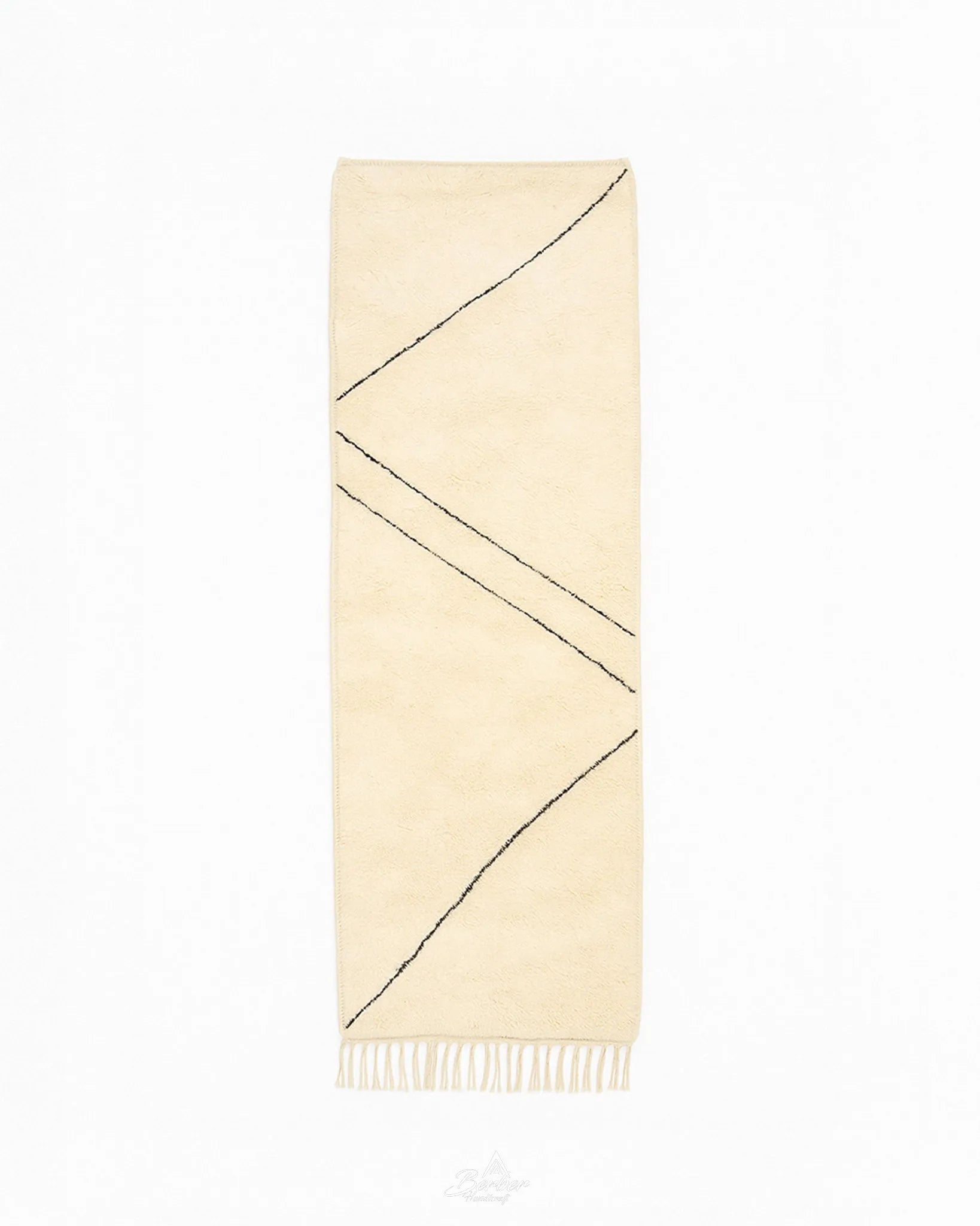Berber Runner Rug 2 X 6 Ft | 60 X 180 Cm / With Tassels / Short (0.4” / 1 cm)