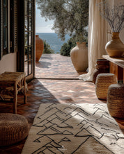 Patterned Berber Rug 3 X 5 Ft | 90 X 150 Cm / With Tassels / Short (0.4” / 1 cm)