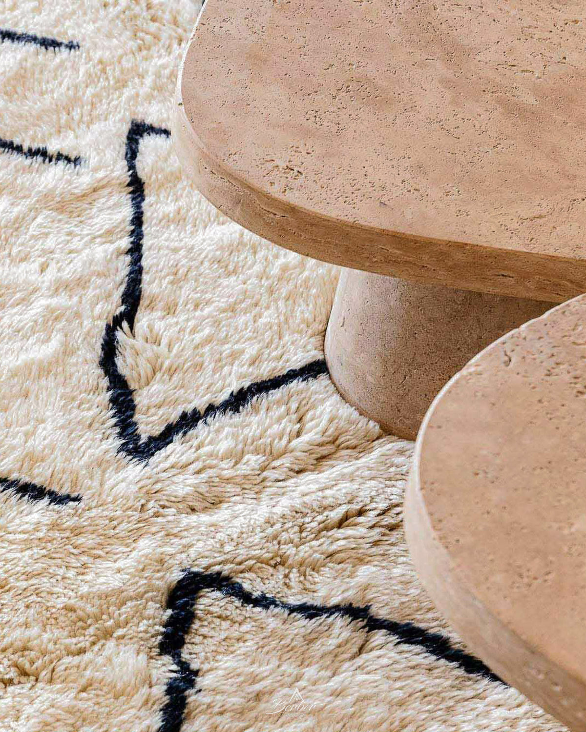 Patterned Berber Rug 3 X 5 Ft | 90 X 150 Cm / With Tassels / Short (0.4” / 1 cm)