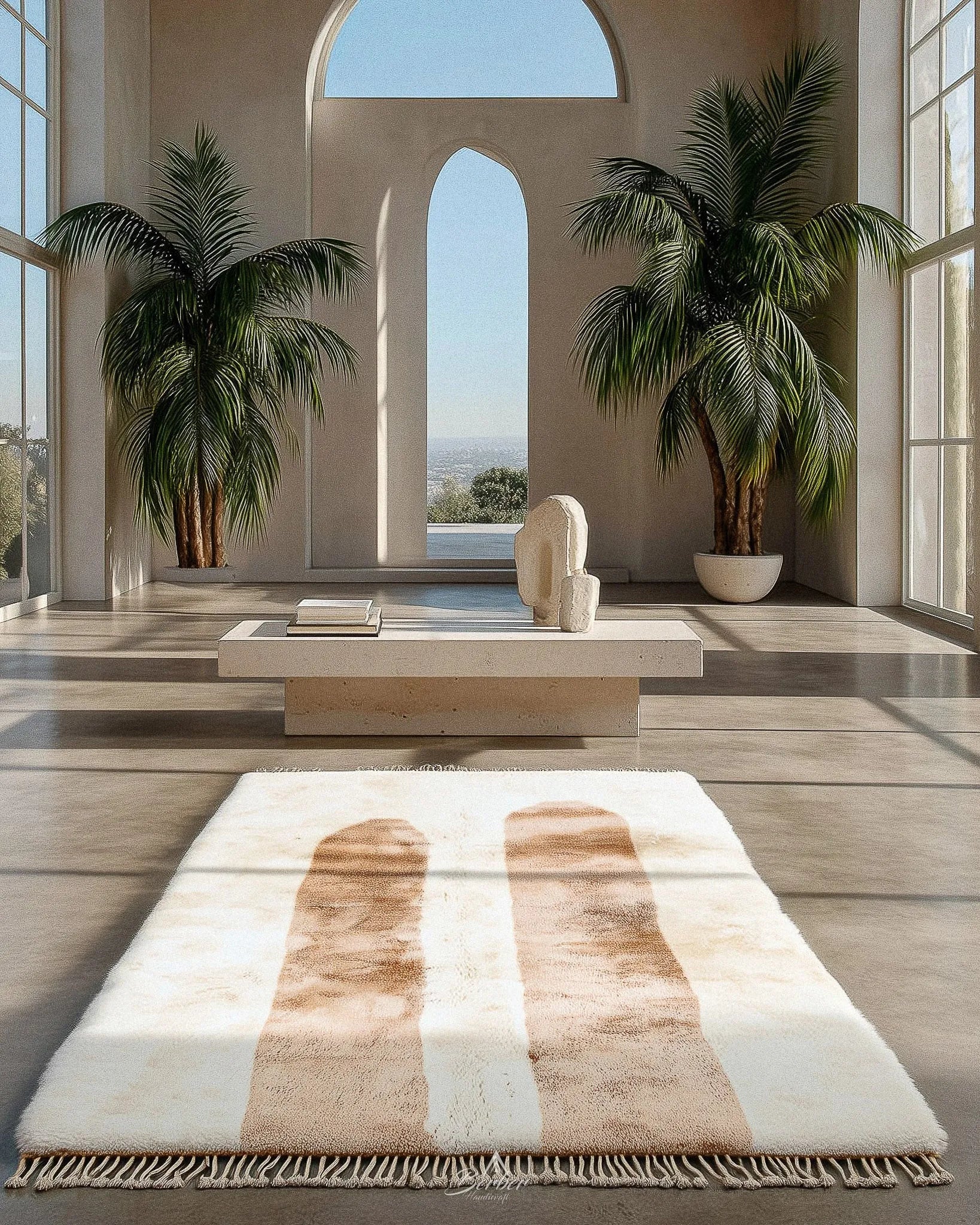 Biophilic Rug 3 X 5 Ft | 90 X 150 Cm / With Tassels / Short (0.4” / 1 cm)