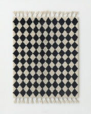 Black And White Checkered Rug 3 X 5 Ft | 90 X 150 Cm / With Tassels / Short (0.4” / 1 cm)