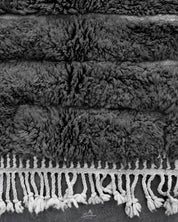 Black Beni Ourain Carpet 3 X 5 Ft | 90 X 150 Cm / With Tassels / Short (0.4” / 1 cm)