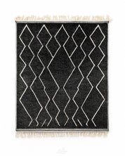Black Beni Ourain Rug 3 X 5 Ft | 90 X 150 Cm / With Tassels / Short (0.4” / 1 cm)