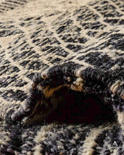 Black Beni Rug 3 X 5 Ft | 90 X 150 Cm / With Tassels / Short (0.4” / 1 cm)