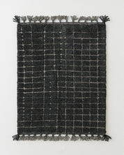 Black Berber Rug 3 X 5 Ft | 90 X 150 Cm / With Tassels / Short (0.4” / 1 cm)