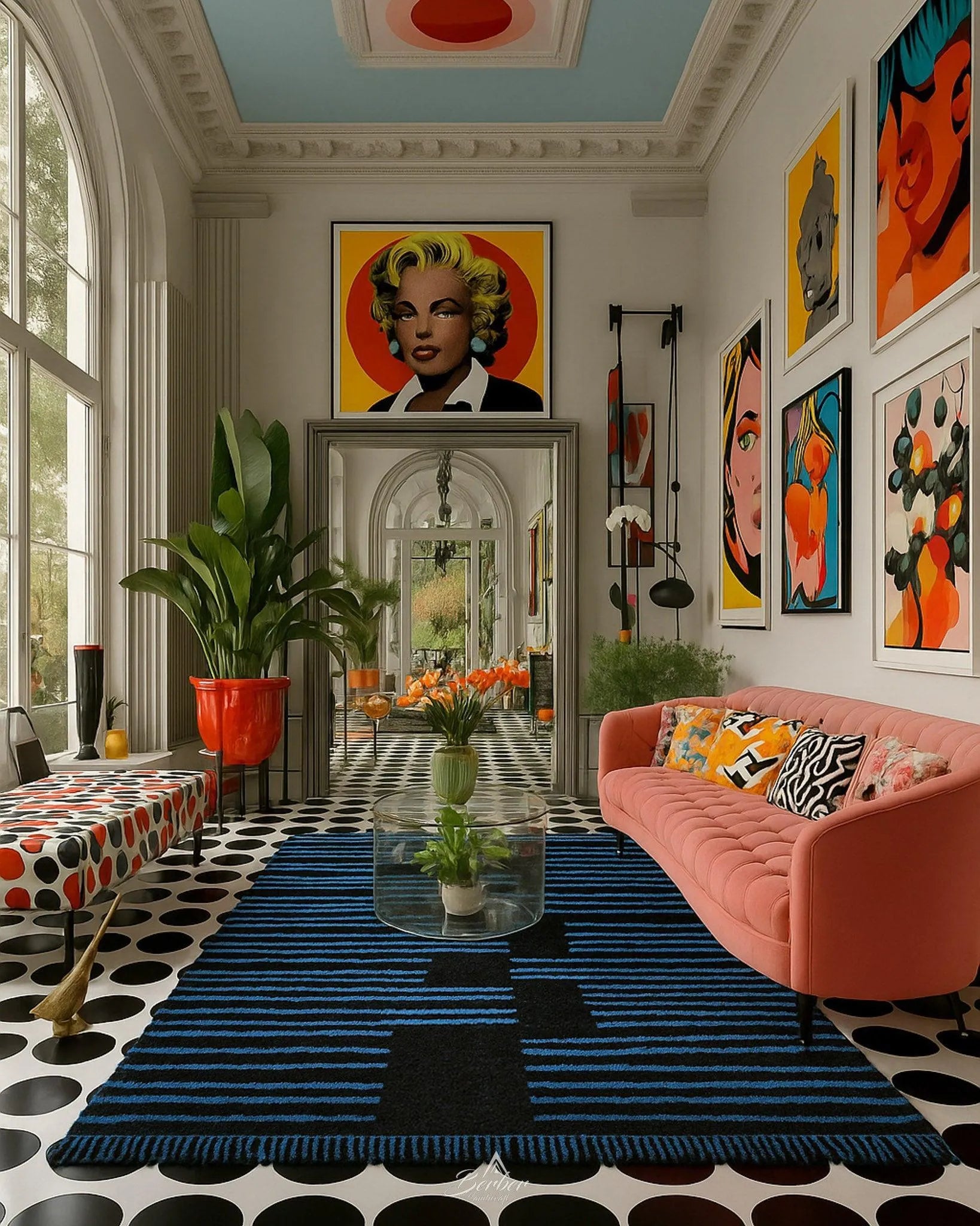Black Blue Berber Rug 3 X 5 Ft | 90 X 150 Cm / With Tassels / Short (0.4” / 1 cm)