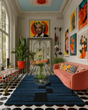 Black Blue Berber Rug 3 X 5 Ft | 90 X 150 Cm / With Tassels / Short (0.4” / 1 cm)