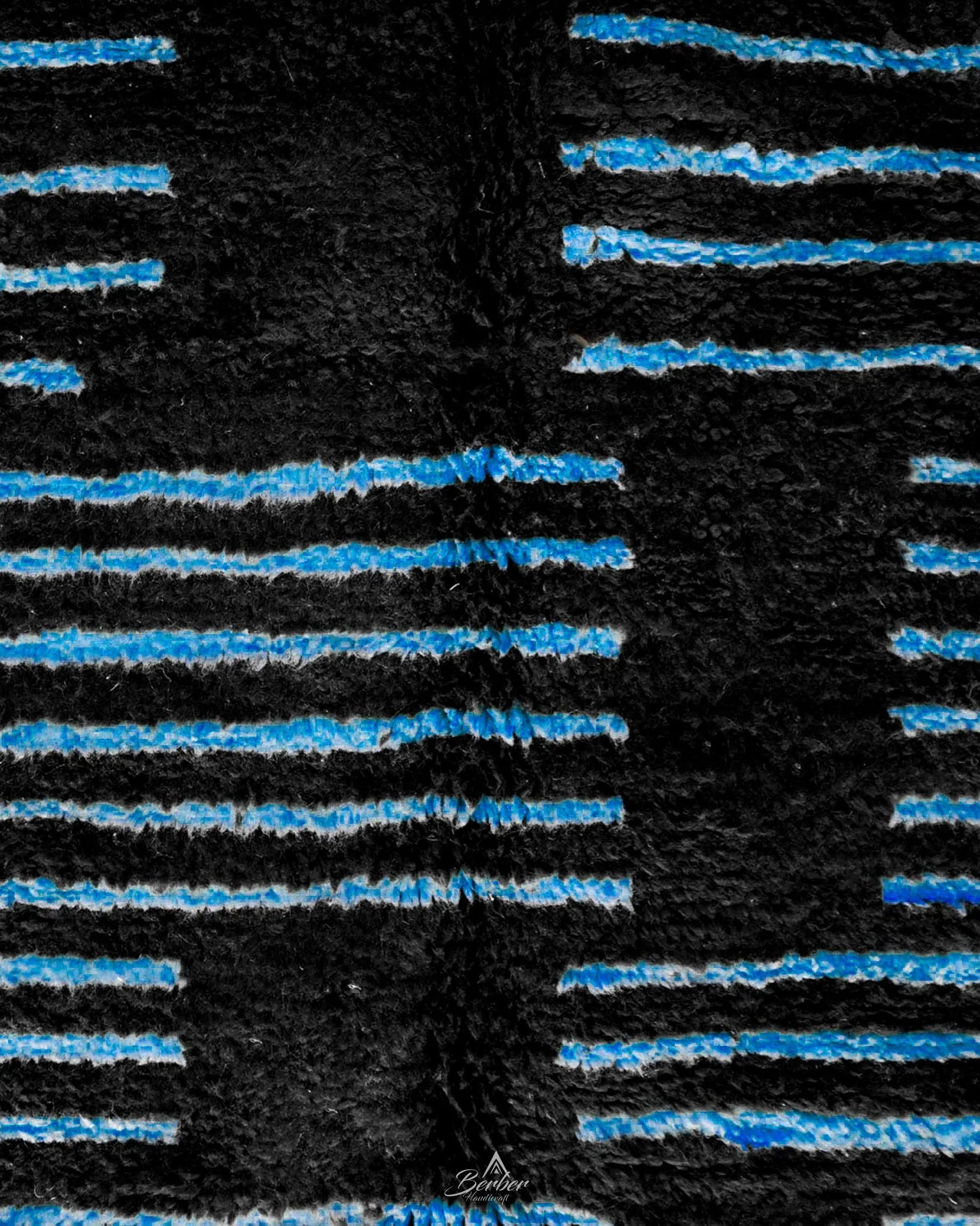 Black Blue Berber Rug 3 X 5 Ft | 90 X 150 Cm / With Tassels / Short (0.4” / 1 cm)