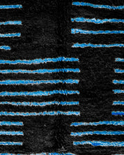 Black Blue Berber Rug 3 X 5 Ft | 90 X 150 Cm / With Tassels / Short (0.4” / 1 cm)