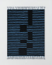 Black Blue Berber Rug 3 X 5 Ft | 90 X 150 Cm / With Tassels / Short (0.4” / 1 cm)